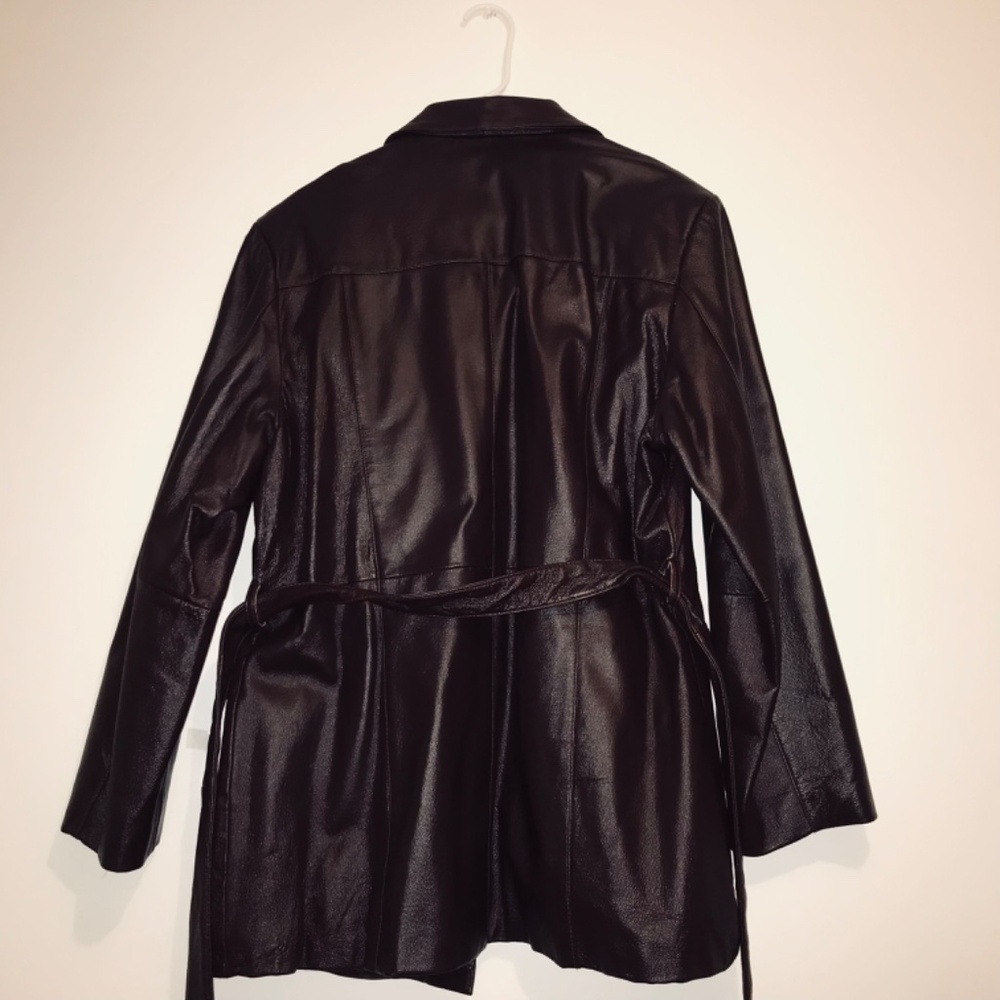 Vintage 90s Women Oscar Piel Dark Burgundy Genuine 100% Leather Jacket Coat 2XL - Picture 4 of 13